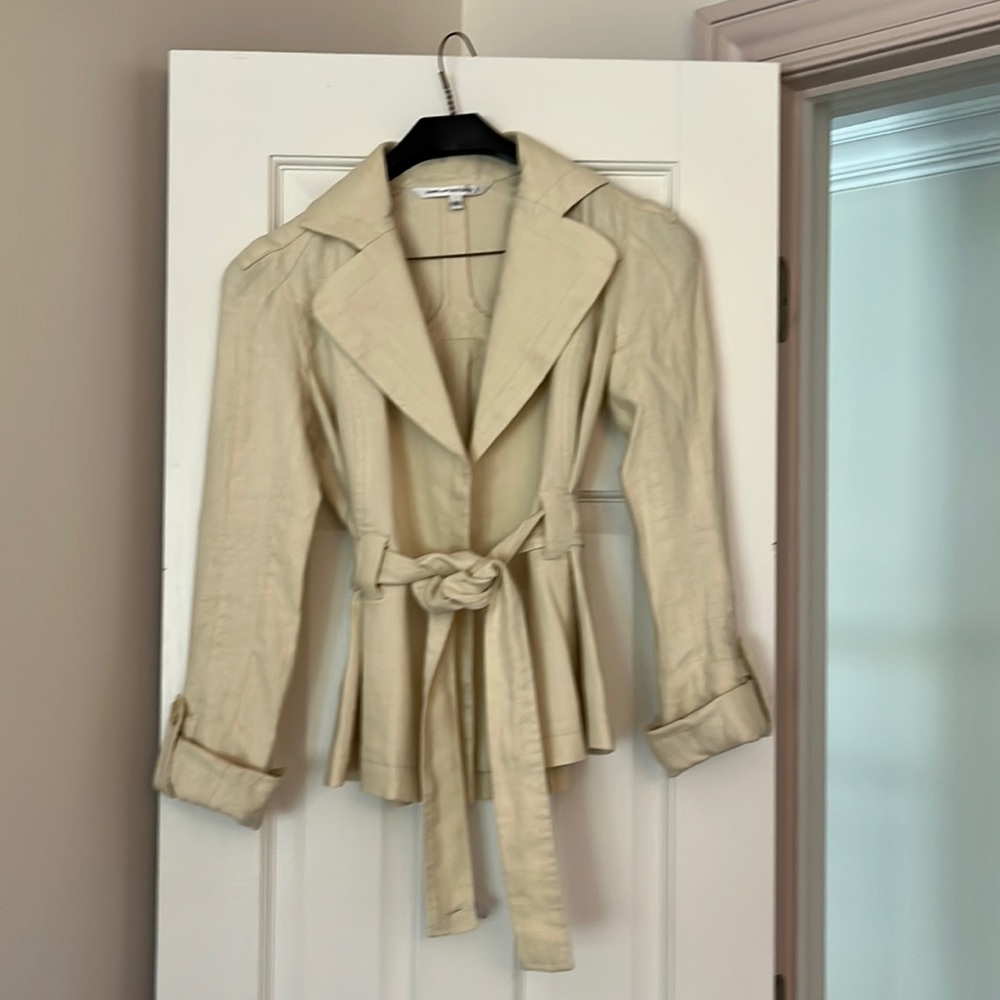 Diane Von Furstenberg Cream Tie-Waist Jacket